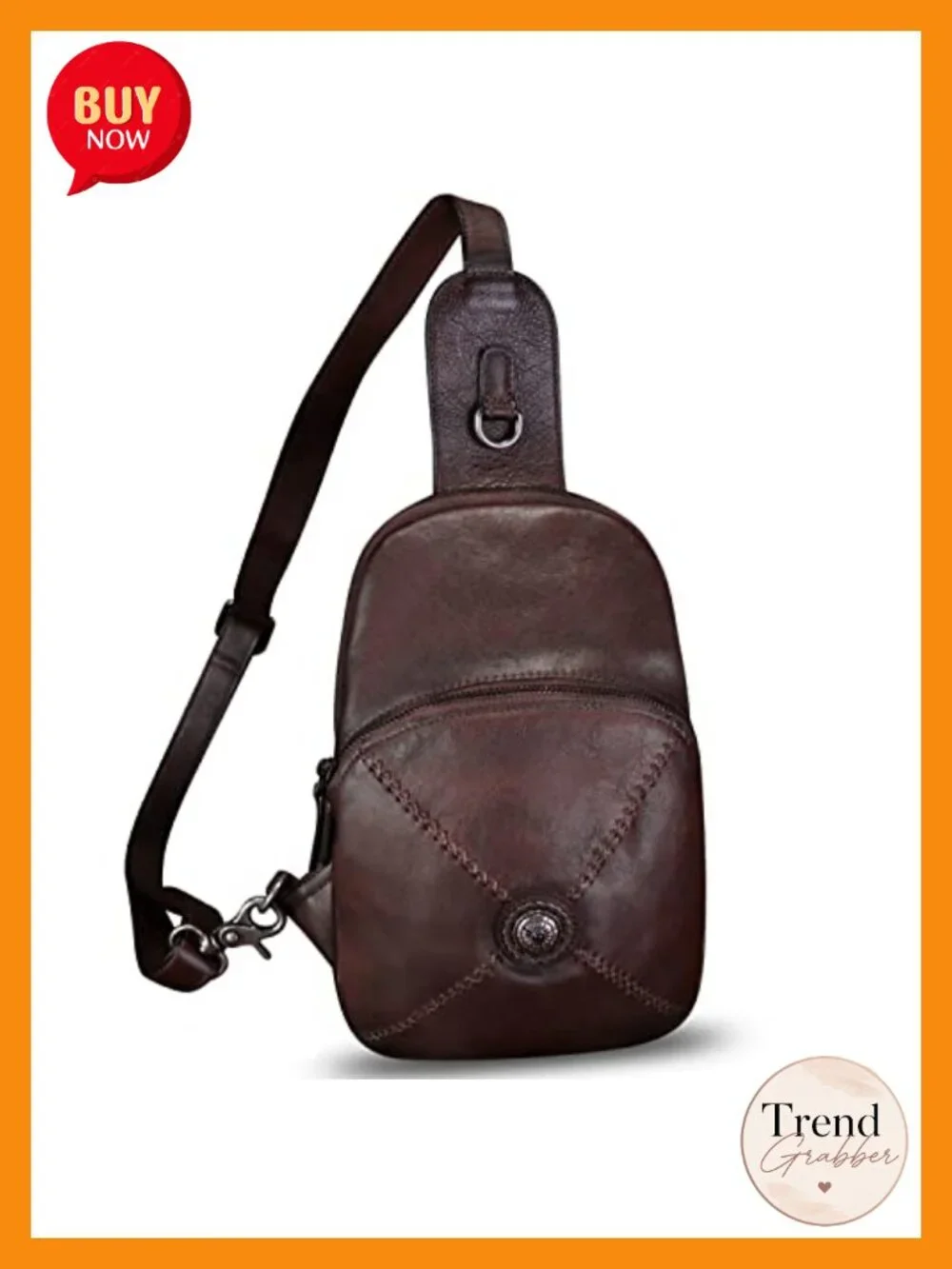Genuine Leather Sling Bag Women Retro Chest Shoulder Crossbody Handmade Purse